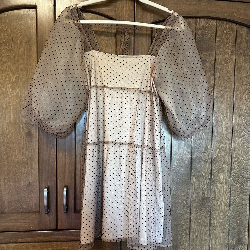 Lush Puff Sleeve Polka Dot Dress